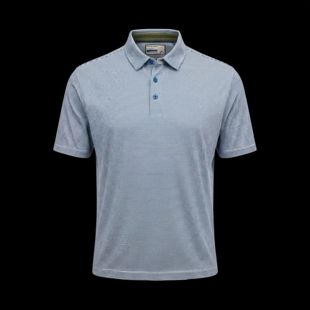 NWT Twillory Athleisure Performance Striped Blue Polo Mens Size 2XL